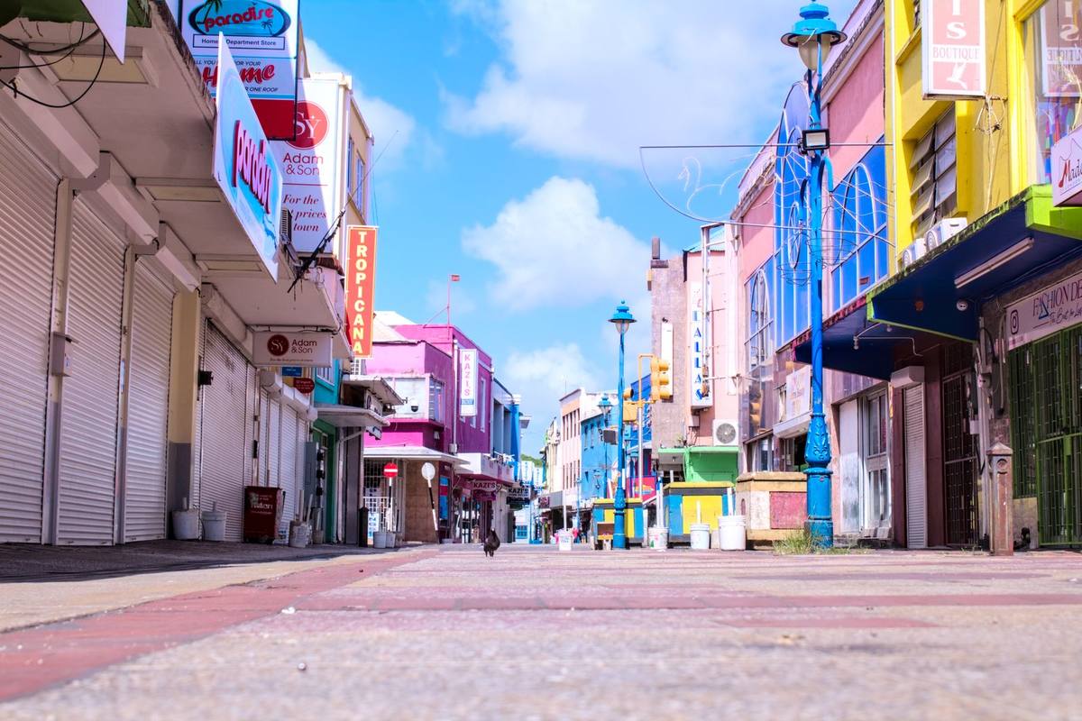 A colourful street in downtown Bridgetown, Barbados