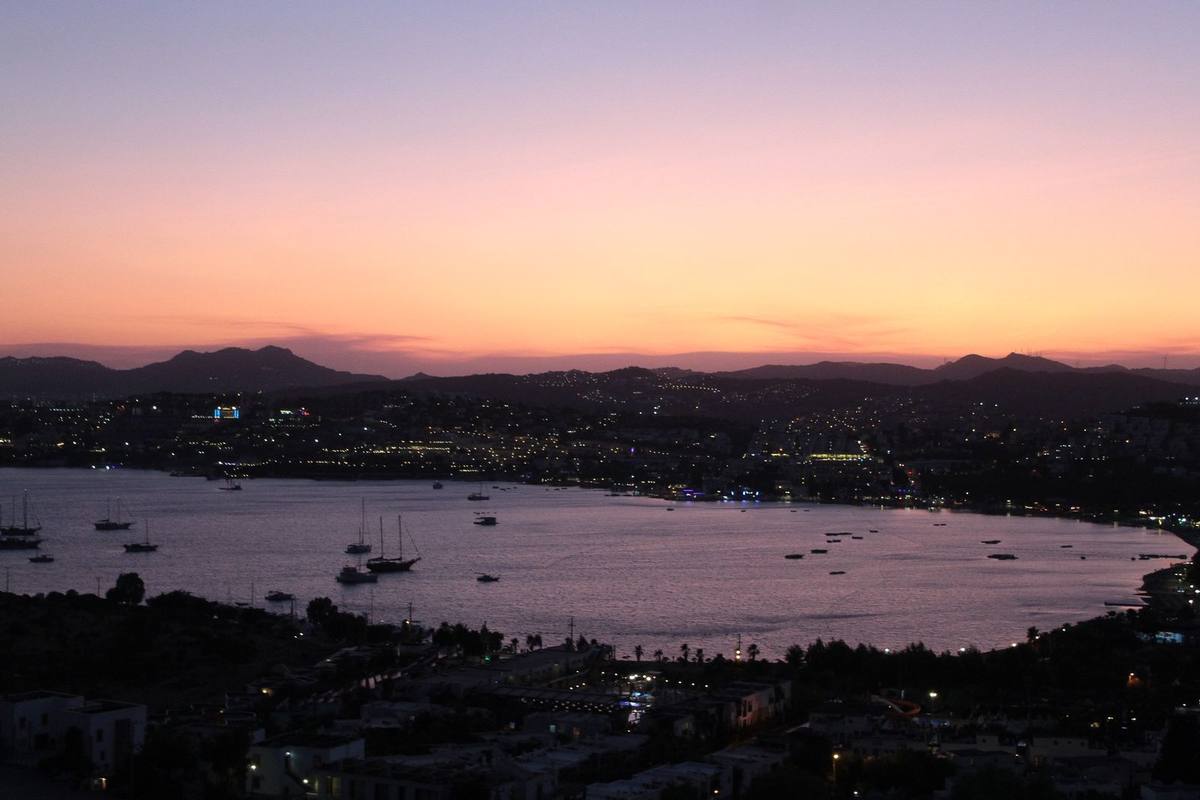 The Bodrum coastline at sunset