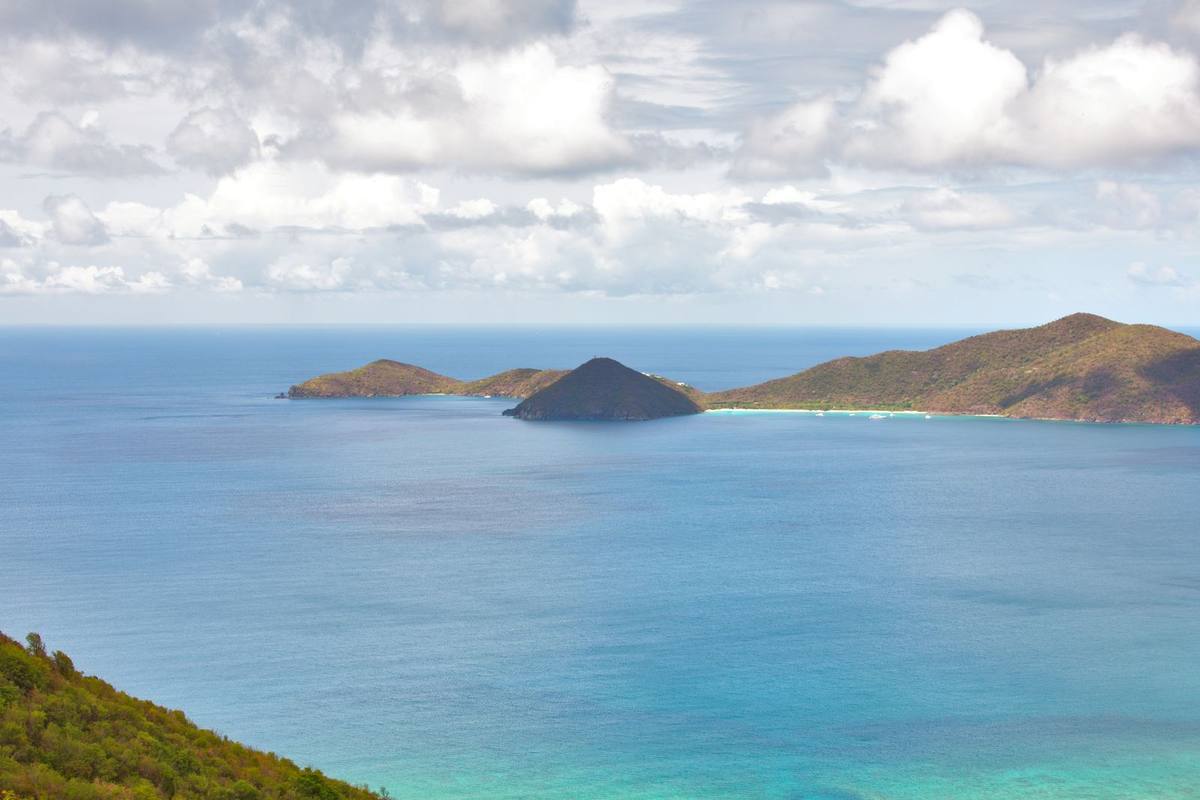 The turquoise water and green hills of Tortola