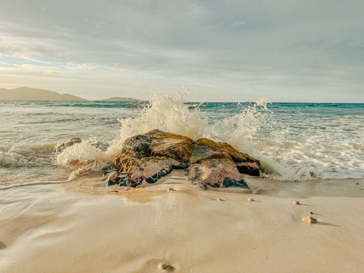 Waves on the rocky shore at Tortola, British Virgin Islands