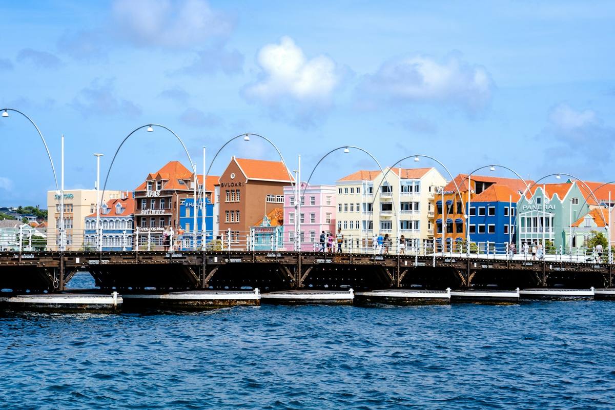 The Queen Emma pedestrian bridge in Willemstad, Curaçao