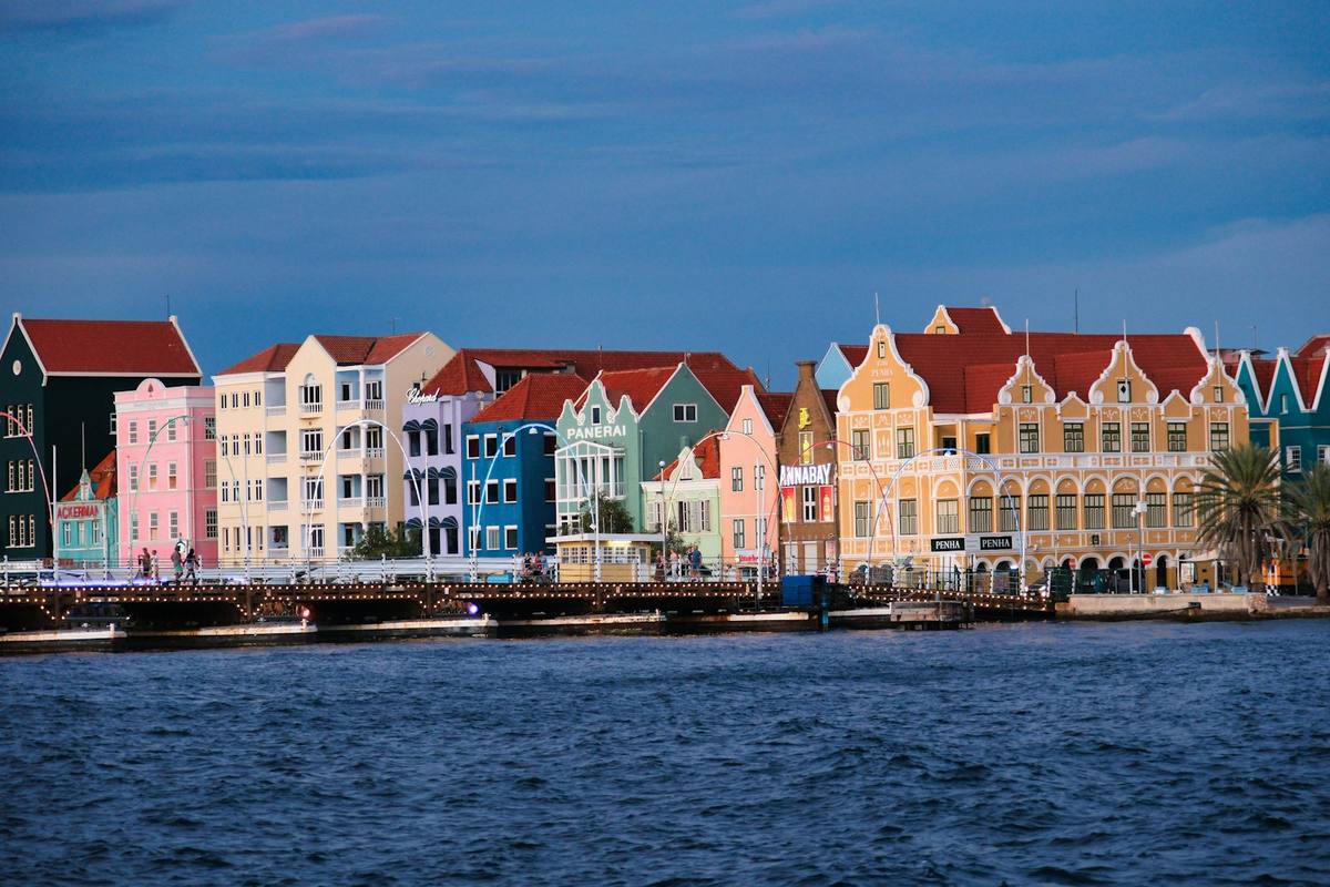 The harbour of Willemstad, Curaçao, in the evening light