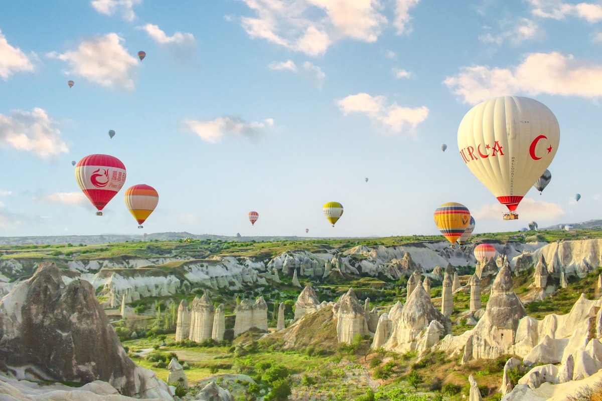 Balloons over the fairy chimneys of Cappadocia