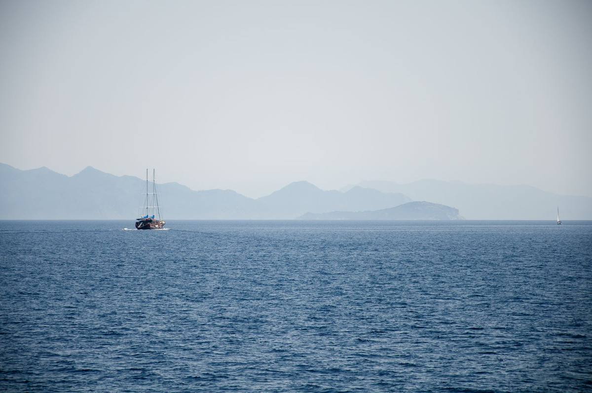 A sailboat on the sea near Marmaris