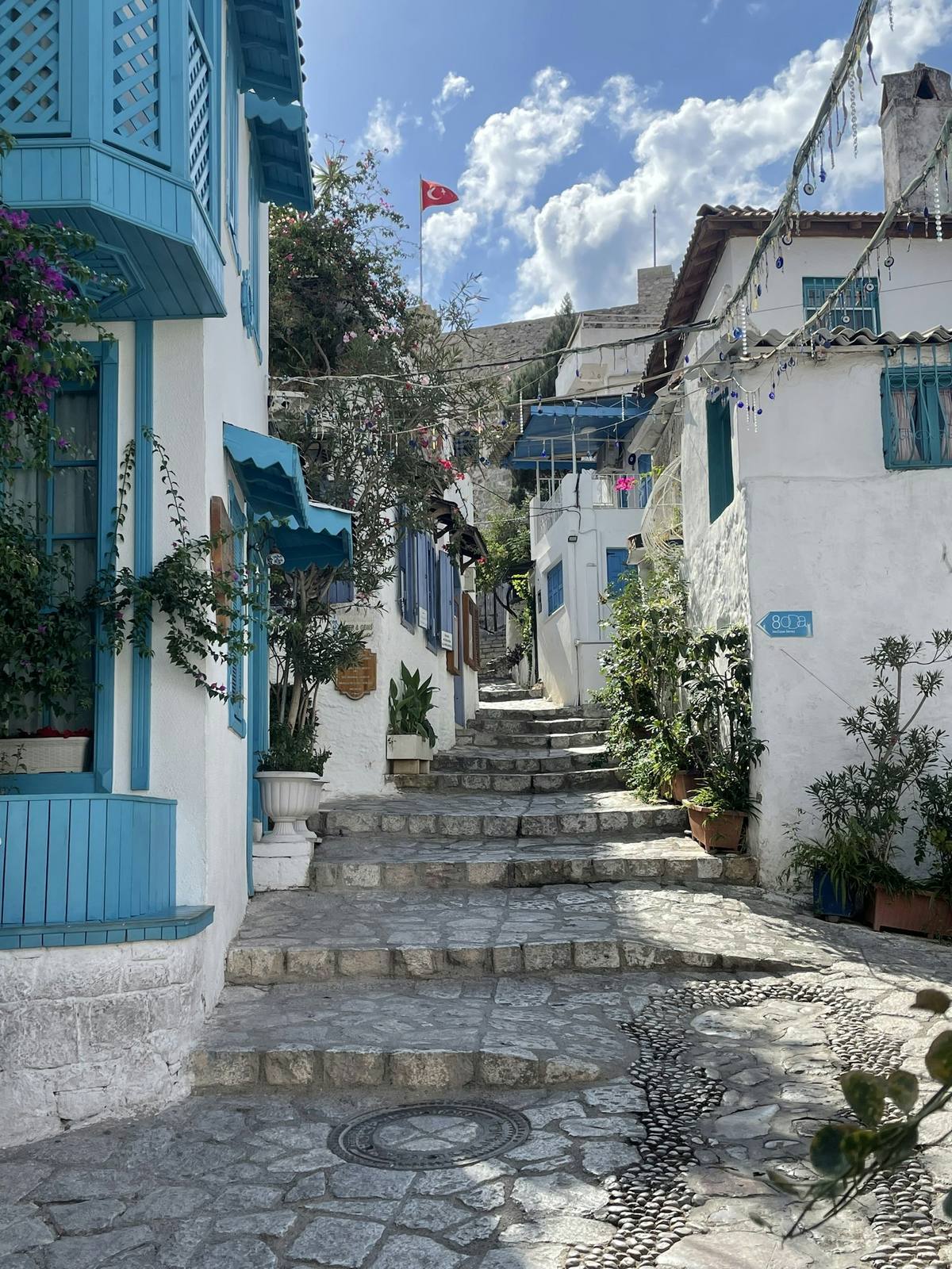 Whitewashed stone street in the old town