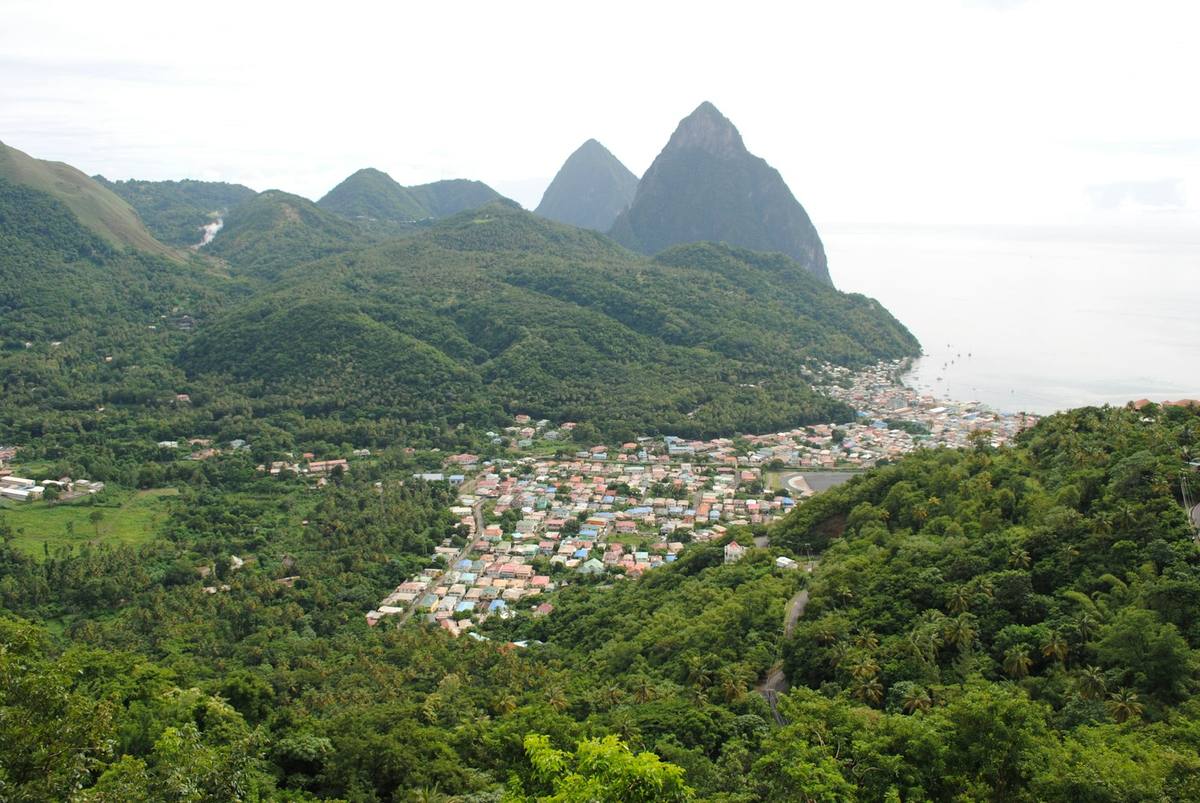 The Pitons on the west coast of Saint Lucia